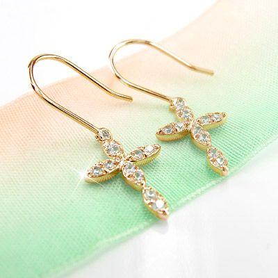 ピアス ゴールド 18k ダイヤモンド クロス 十字架 揺れる 18金 k18 PG 誕生日 プレゼント 母の日 爆買 |  | 01