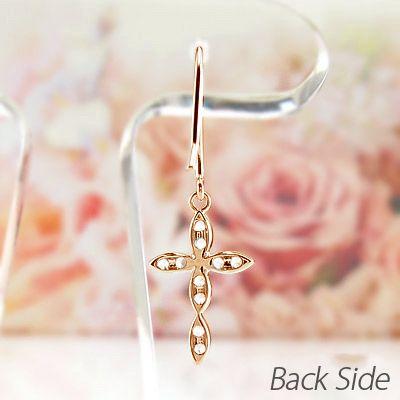 ピアス ゴールド 18k ダイヤモンド クロス 十字架 揺れる 18金 k18 PG 誕生日 プレゼント 母の日 爆買 |  | 03