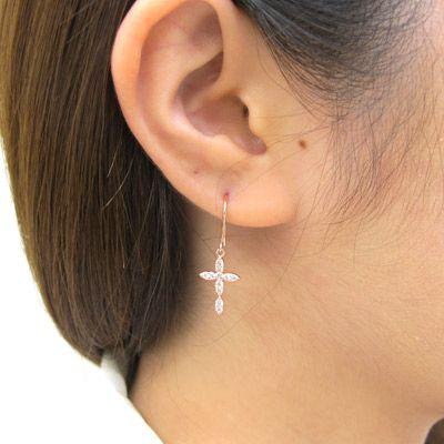 ピアス ゴールド 18k ダイヤモンド クロス 十字架 揺れる 18金 k18 PG 誕生日 プレゼント 母の日 爆買 |  | 04