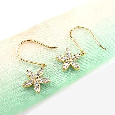 ピアス ゴールド 18k ダイヤモンド フフラワー 花 揺れる k18 PG 誕生日 プレゼント 父の日の画像