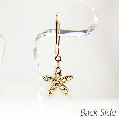 ピアス ゴールド 18k ダイヤモンド フフラワー 花 揺れる k18 PG 誕生日 プレゼント 父の日の画像