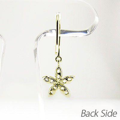 ピアス ゴールド 18k ダイヤモンド フフラワー 花 揺れる k18 YG 誕生日 プレゼント 父の日の画像