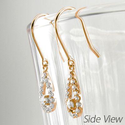 ダイヤモンド ピアス ゴールド 18k ドロップ つゆ 18金 k18 PG揺れる 父の日の画像