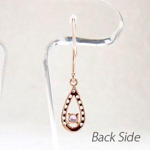 ダイヤモンド ピアス ゴールド 18k ピンクサファイア ドロップ つゆ 18金 k18 PG揺れる 父の日の画像