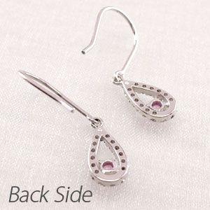 ダイヤモンド ピアス ゴールド 18k ピンクサファイア ドロップ つゆ 18金 揺れるk18 父の日の画像