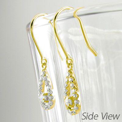 ダイヤモンド ピアス ゴールド 18k ドロップ つゆ 18金 k18 YG揺れる 父の日の画像
