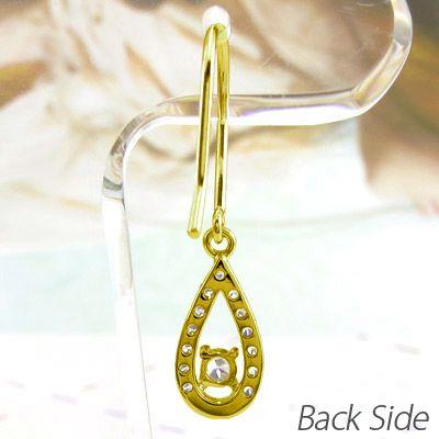 ダイヤモンド ピアス ゴールド 18k ドロップ つゆ 18金 k18 YG揺れる 父の日の画像