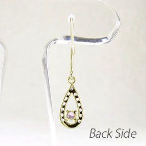 ダイヤモンド ピアス ゴールド 18k ピンクサファイア ドロップ つゆ 18金 k18 YG揺れる 父の日の画像