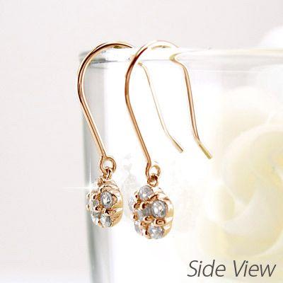 ダイヤモンド フックピアス ゴールド 18k フラワー 花 揺れる アメリカン18金 k18 PG 誕生日 プレゼント 母の日 爆買 |  | 02