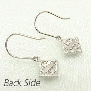 ダイヤモンド ピアス ゴールド 18k ピンクサファイア アンティーク ミル フラワー パヴェ 18金 父の日の画像