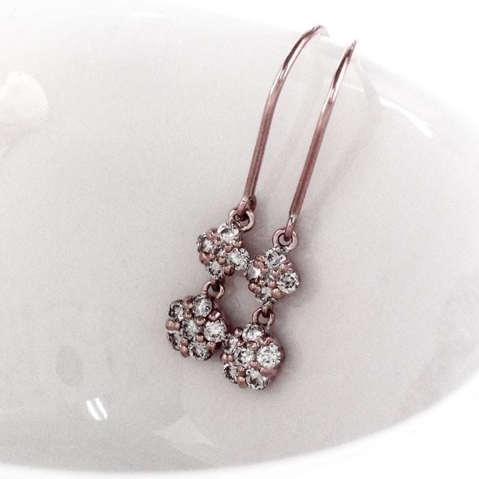 フックピアス ピンクゴールド 18k ダイヤモンド フラワー 花 揺れる 2連 18金 k18 PG 誕生日 プレゼント 母の日 爆買 |  | 01