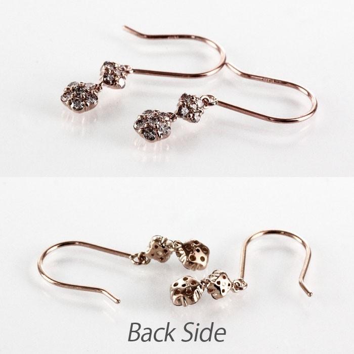 フックピアス ピンクゴールド 18k ダイヤモンド フラワー 花 揺れる 2連 18金 k18 PG 誕生日 プレゼント 母の日 爆買 |  | 03