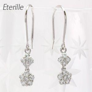 ピアス レディース プラチナ 900 ダイヤモンド フラワー 花 揺れる 2連 誕生日 プレゼント 母の日 爆買 | 