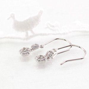 ピアス ゴールド 18k ダイヤモンド フラワー 花 揺れる 2連 フ18金 k18 誕生日 プレゼント 父の日の画像