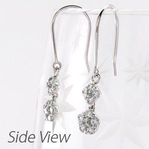ピアス ゴールド 18k ダイヤモンド フラワー 花 揺れる 2連 フ18金 k18 誕生日 プレゼント 父の日の画像