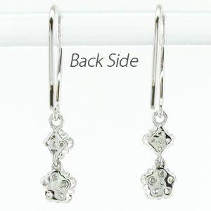 ピアス ゴールド 18k ダイヤモンド フラワー 花 揺れる 2連 フ18金 k18 誕生日 プレゼント 父の日の画像
