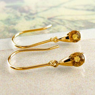 シトリン フックピアス 11月 誕生石 一粒 ドロップ つゆ 揺れる 18金 誕生日 プレゼント 母の日 爆買 |  | 01
