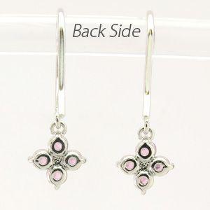 ダイヤモンド ピアス ゴールド 18k ピンクサファイア フラワー 花 揺れる 18金 k18 父の日の画像