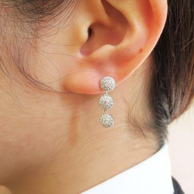 ダイヤモンド ピアス ゴールド 10k ミル アンティーク 揺れる ラウンド 10金 K10 父の日の画像