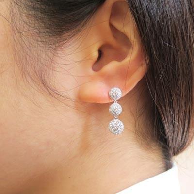 ダイヤモンド ピアス ゴールド 10k ミル アンティーク 揺れる ラウンド 10金 K10 父の日の画像