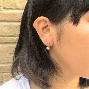 ダイヤモンド ピアス ゴールド 18k アンティーク ミル 揺れる ラウンド18金 k18 PG 父の日の画像