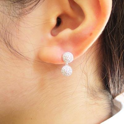 ダイヤモンド ピアス ゴールド 10k アンティーク ミル 揺れる ラウンド10金 K10 父の日の画像