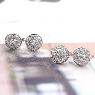 ダイヤモンド ピアス ゴールド 18k アンティーク ミル 揺れる ラウンド18金 k18 父の日の画像