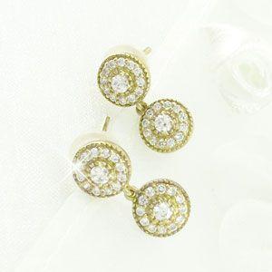 ダイヤモンド ピアス ゴールド 18k アンティーク ミル 揺れる ラウンド18金 k18 YG 父の日の画像