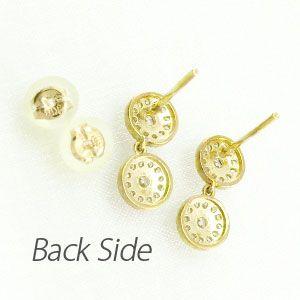 ダイヤモンド ピアス ゴールド 18k アンティーク ミル 揺れる ラウンド18金 k18 YG 父の日の画像