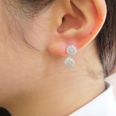 ダイヤモンド ピアス ゴールド 10k アンティーク ミル 揺れる ラウンド10金 K10 父の日の画像
