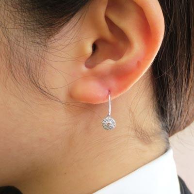 ダイヤモンド フックピアス ゴールド 10k アンティーク ミル 揺れる 10金 K10 父の日の画像
