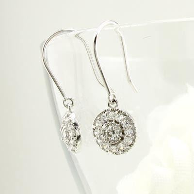 ダイヤモンド ピアス ゴールド 18k アンティーク ミル 揺れる 18金 k18 父の日の画像