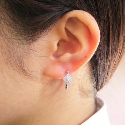 ダイヤモンド ピアス フープ プラチナ 900 アンティーク ミル 中折れ 父の日の画像