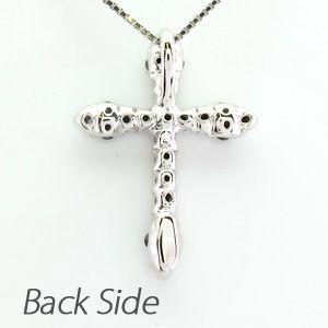 クロス ネックレス レディース ダイヤモンド ゴールド 18k ペンダント 十字架 ブラック18金 誕生日 プレゼント 父の日の画像