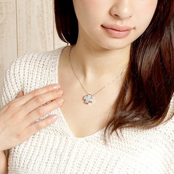 クロス ネックレス レディース ダイヤモンド ペンダント ゴールド 十字架 パヴェ 0.5 10金 K10 誕生日 プレゼント 父の日の画像