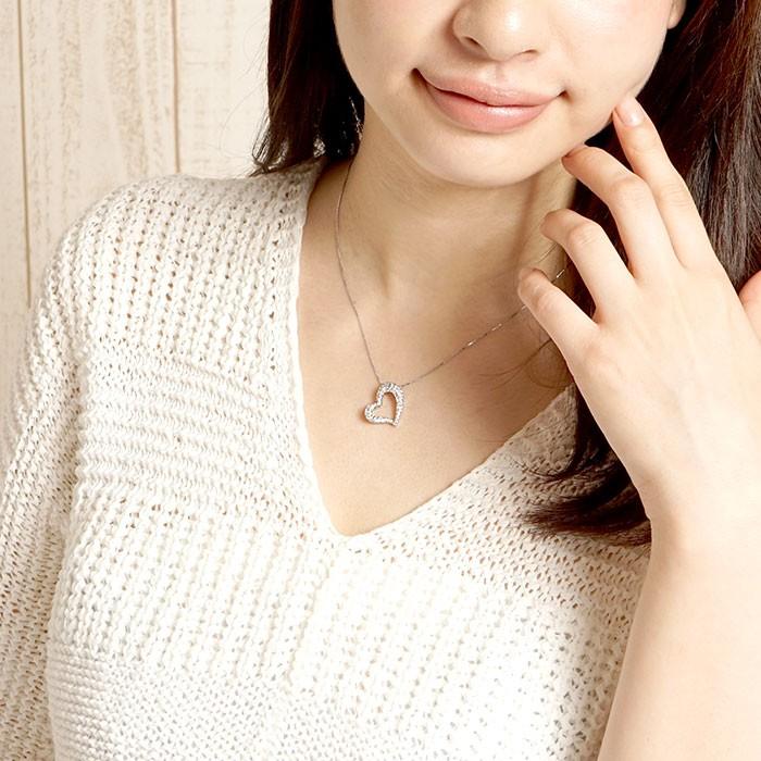 ダイヤモンド ネックレス レディース ペンダント ゴールド ハート オープンハート パヴェ 10金 K10 誕生日 プレゼント 父の日の画像