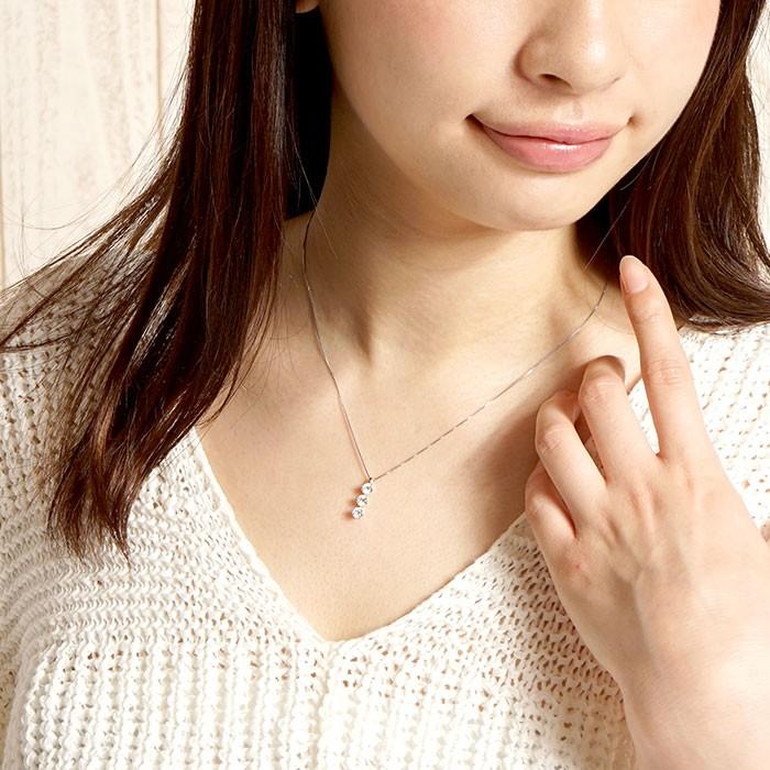 ダイヤモンド ネックレス レディース ペンダント ゴールド トリロジー シンプル 10金 K10 誕生日 プレゼント 父の日の画像