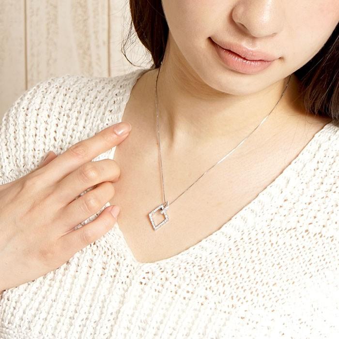 ダイヤモンド ネックレス レディース ペンダント ゴールド ひし形 スクエア ダブル 0.5 10金 K10 誕生日 プレゼント 父の日の画像