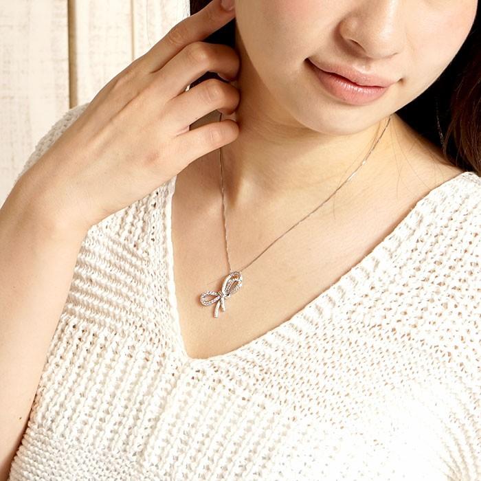 ダイヤモンド ネックレス レディース ペンダント プラチナ 900 リボン