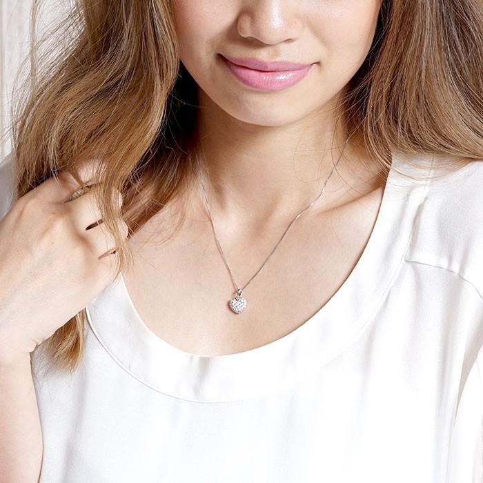 ダイヤモンド ネックレス レディース ペンダント ゴールド ハート パヴェ ゴージャス 10金 K10 誕生日 プレゼント 父の日の画像