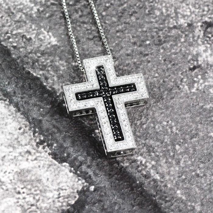 メンズ ネックレス クロス プラチナ 900 ダイヤモンド ペンダント