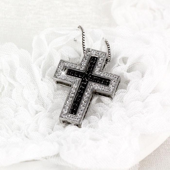 クロス ネックレス レディース ダイヤモンド ゴールド 18k ペンダント