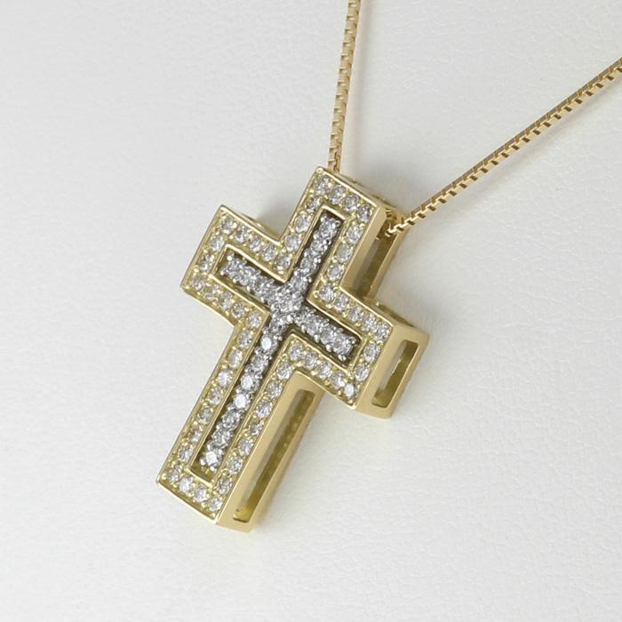 クロス ネックレス メンズ k18 ダイヤモンド 18k 18金 ゴールド 十字架 
