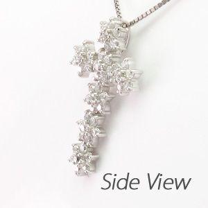 ネックレス レディース クロスダイヤモンド プラチナ 900 ペンダント 十字架 雪 結晶 スノー クリスタル 誕生日 プレゼント 父の日の画像