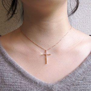 クロス ネックレス レディース ダイヤモンド ゴールド 18k ペンダント 十字架 シンプル 18金 k18 PG 誕生日 プレゼント 母の日 爆買 |  | 05