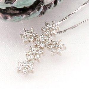 ネックレス レディース クロスダイヤモンド プラチナ 900 ペンダント 十字架 雪 結晶 スノー クリスタル 誕生日 プレゼント 父の日の画像