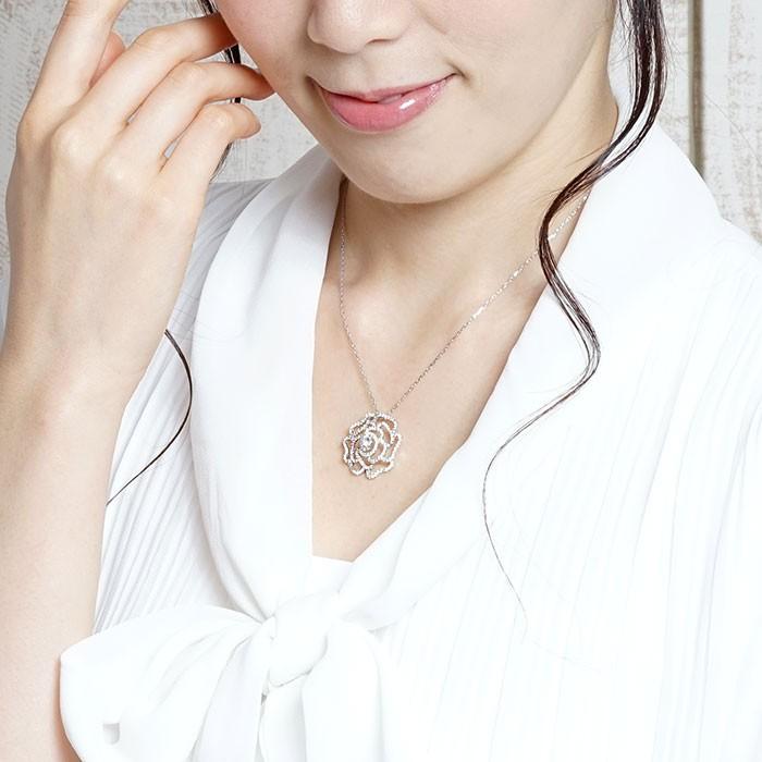 ダイヤモンド ネックレス レディース ペンダント ゴールド 薔薇 バラ