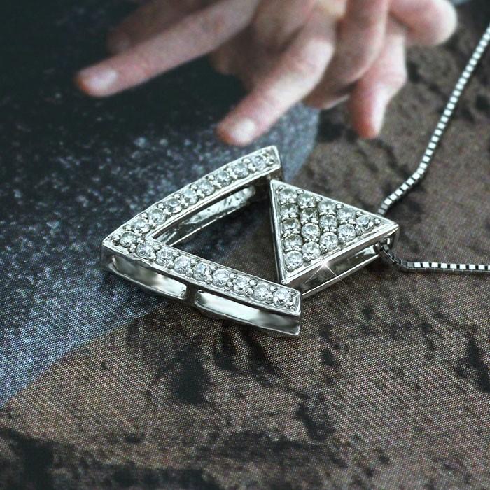 ダイヤモンド ネックレス レディース ペンダント プラチナ 900 パヴェ 三角 トライアングル 3way 3ウェイ 誕生日 プレゼント 父の日の画像