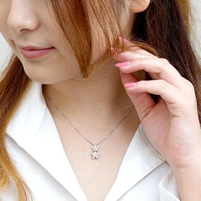 ダイヤモンド ネックレス レディース プラチナ 900 ペンダント フラワー 揺れる ブラ 0.50ct 誕生日 プレゼント 父の日の画像