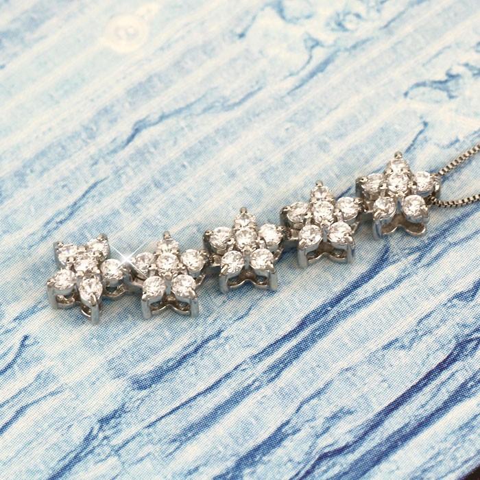 ダイヤモンド ネックレス レディース ゴールド 10k ペンダント フラワー 揺れる ブラ 10金 0.50ct 誕生日 プレゼント 父の日の画像